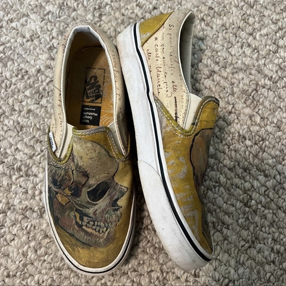 Vans Van Gogh Museum Amsterdam Slip On Shoes Skull Painting Men’s 5.5 Women’s 7 - Picture 3 of 6